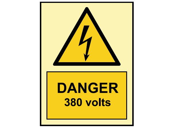 Danger 380 volts 150 x 200 mm - PET