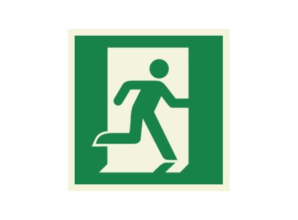 Emergency exit (right hand) 150 x 150 mm - PET