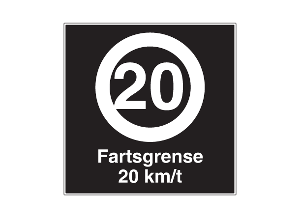 Fartsgrense 20 km/t, S/H 500 x 500 mm S/H - AR 
