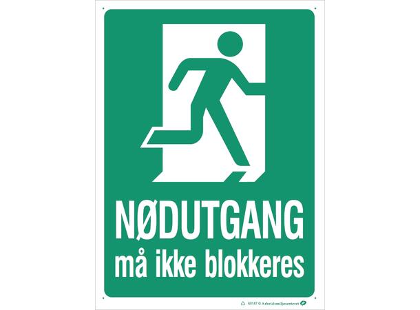 Må ikke blokkeres skilt