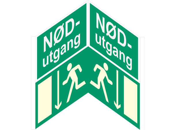 Nødutgang Pil NED Plogskilt 300 x 300 mm - AE 