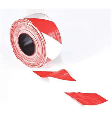 Sperrebånd rødt/hvit 75 mm x 500 m