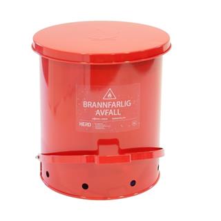 Beholder for ildsfarlig avfall 80L. Med pedal