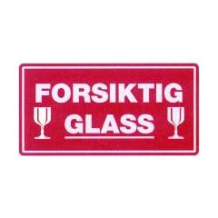 Merker - "Forsiktig glass" 110 x 55 mm - VS, rull à 500 stk