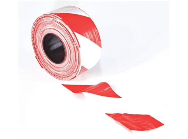 Refleks varselbånd rødt/hvit 75 mm x 250 m