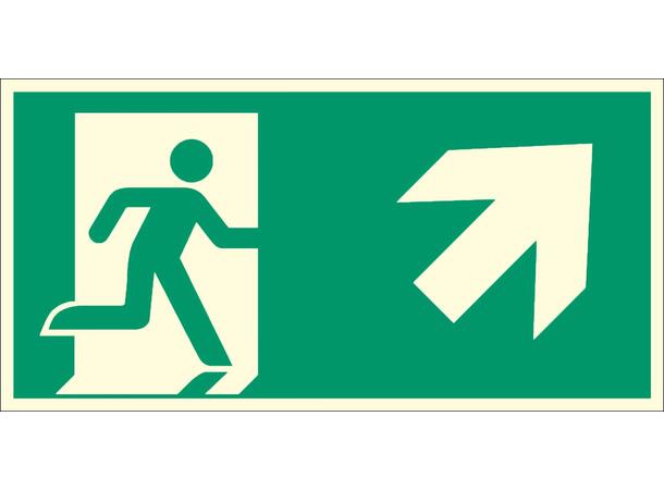 Nødutgang Pil SKRÅ OPP HØYRE 300 x 150 mm - Premium - AE 