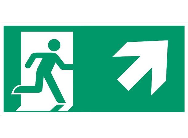 Nødutgang Pil SKRÅ OPP HØYRE 300 x 150 mm - Premium - AE 