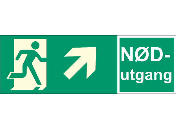 Nødutgang Pil SKRÅ OPP HØYRE 354 x 118 mm - AE 