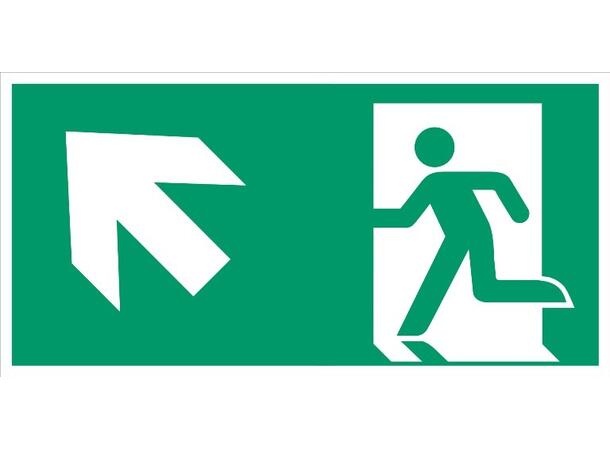 Nødutgang Pil SKRÅ OPP VENSTRE 300 x 150 mm - Premium - AE 