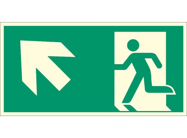 Nødutgang Pil SKRÅ OPP VENSTRE 300 x 150 mm - Premium - AE 
