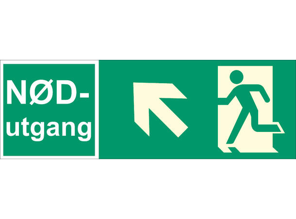 Nødutgang Pil SKRÅ OPP VENSTRE 354 x 118 mm - AE 