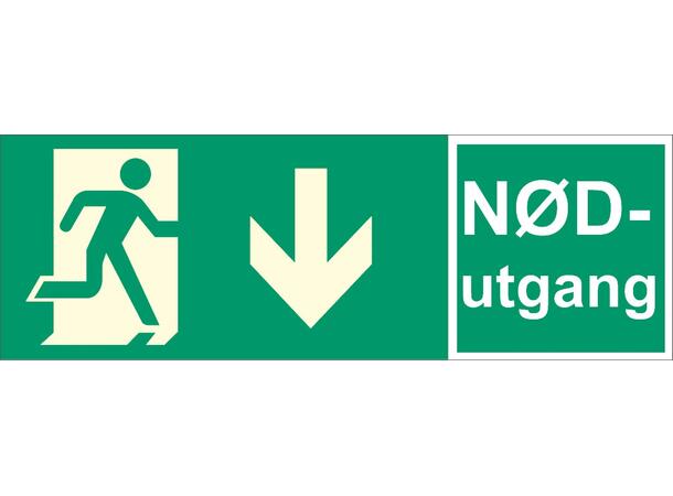 Nødutgang Pil NED 354 x 118 mm - AE 