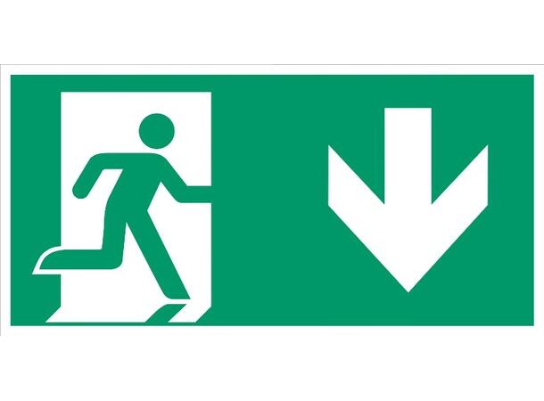 Nødutgang Pil NED 300 x 150 mm - Premium - AE 