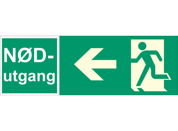 Nødutgang Pil VENSTRE 354 x 118 mm - Aluminium Etterlysende 