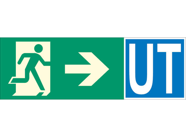 Nødutgang/UT Pil HØYRE 354 x 118 mm - AE 