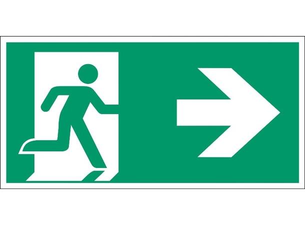 Nødutgang Pil HØYRE 300 x 150 mm - Premium - AE 