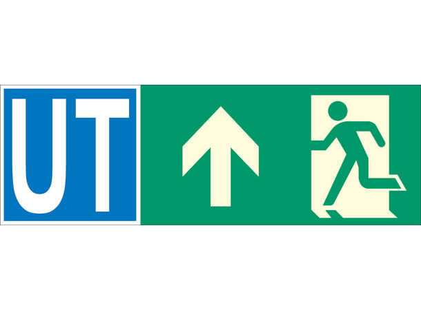 Nødutgang/UT Pil OPP 354 x 118 mm - Aluminium Etterlysende 