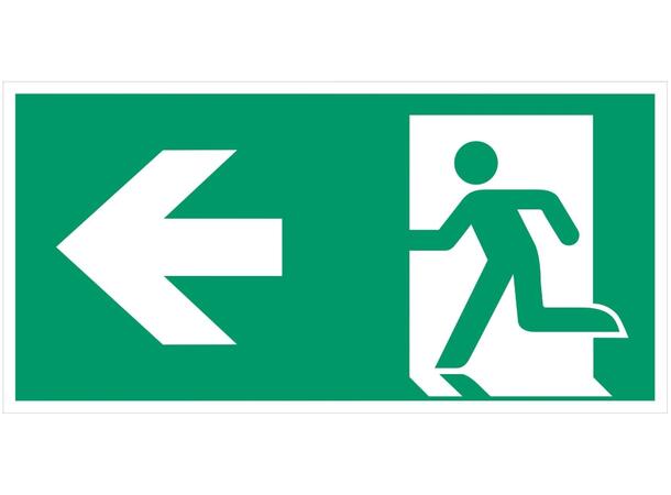 Nødutgang skilt med retningsangivelse