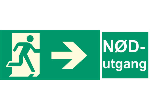 Nødutgang Pil HØYRE 354 x 118 mm - AE 