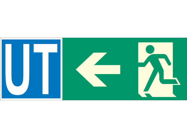 Nødutgang/UT Pil VENSTRE 354 x 118 mm - AE 