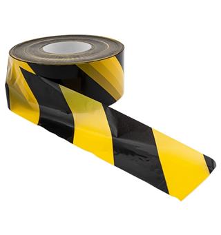 Sperrebånd gul/sort 70 mm x 500 m