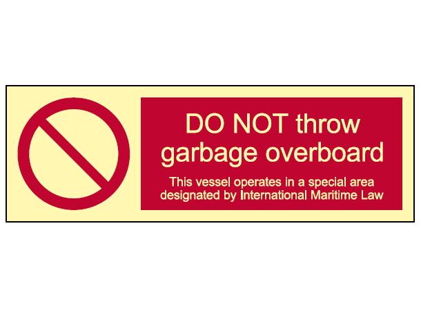 Do not throw garbage overboard 300 x 100 mm - PET