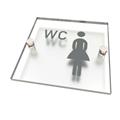 "Toalett kvinner" 125 x 125 mm - Klar acryl / grå