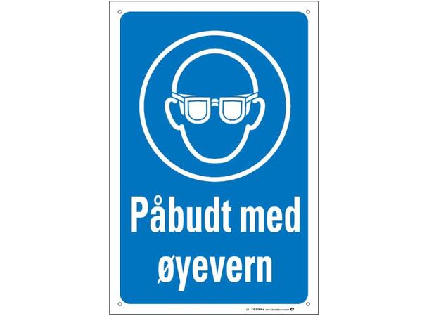 Påbudt med øyevern 200 x 300 mm - Aluminium 