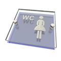 "Toalett kvinner" 125 x 125 mm - Klar acryl / blå
