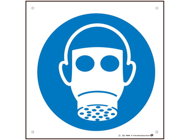 Åndedrettsvern påbudt 200 x 200 mm - Aluminium 
