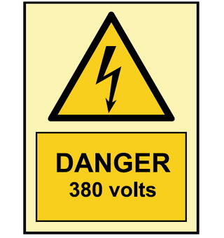 Danger 380 volts 150 x 200 mm - PET