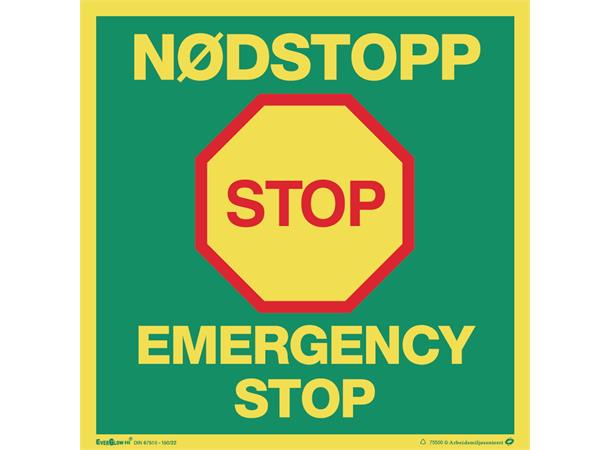 Nødstopp/Emergency stop 200 x 200 mm - AES