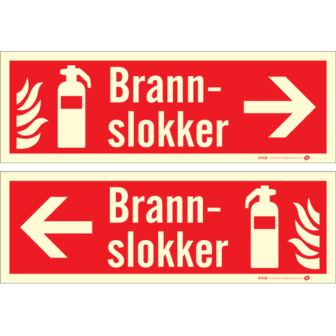 Brannslukker med retningsangivelse Velg retning