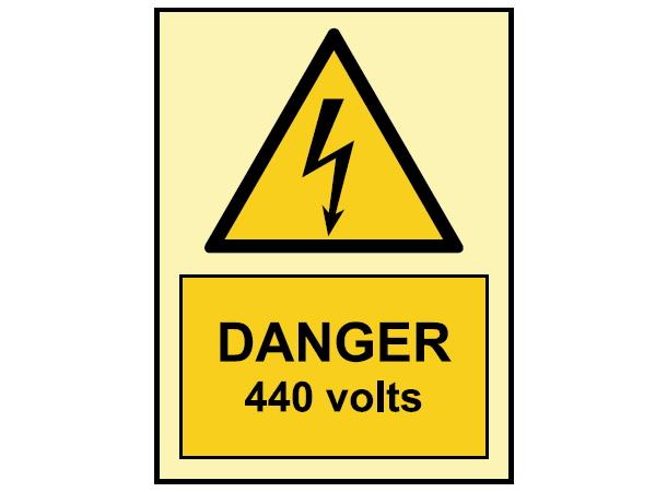 Danger 440 volts 150 x 200 mm - PET