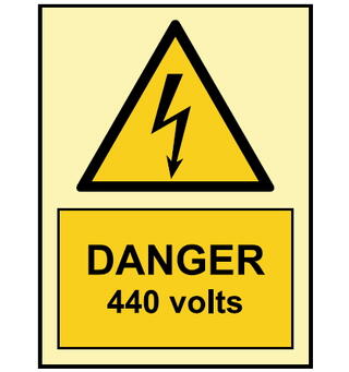 Danger 440 volts 150 x 200 mm - PET