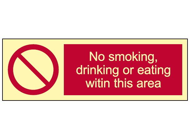No smoking, drinking or eating 300 x 100 mm - PET