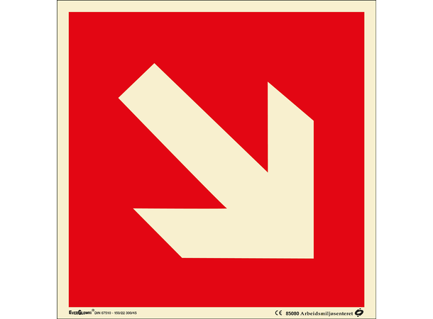 Pil skrå (brann) 118 x 118 mm - Aluminium Etterlysende 