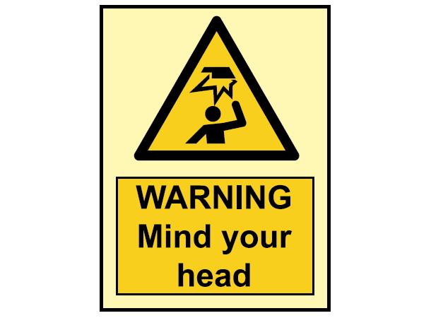 Warning Mind your head 150 x 200 mm - PET