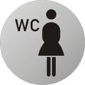 "Toalett kvinner" Ø75 - Børstet akryl