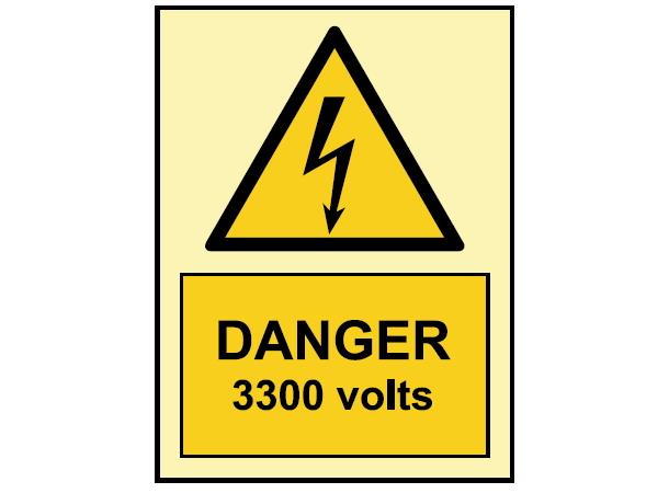 Danger 3300 volts 150 x 200 mm - PET