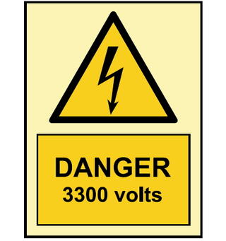 Danger 3300 volts 150 x 200 mm - PET
