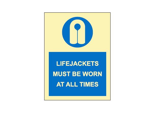 Lifejackets must be worn at all times 150 x 200 mm - PET