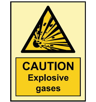 Caution Explosive gases 150 x 200 mm - PET