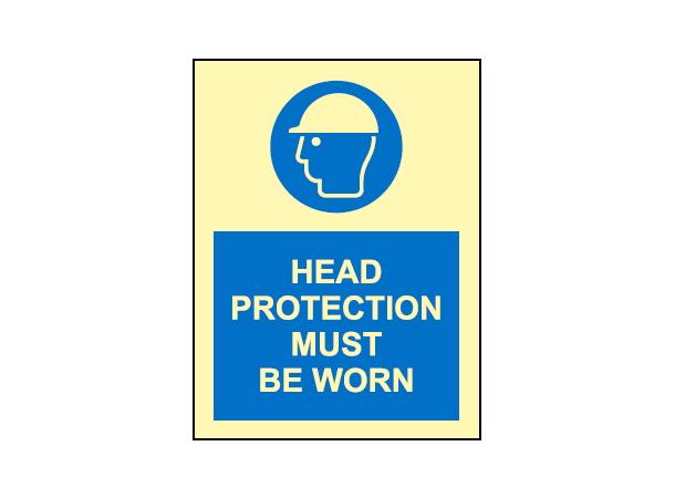 Head protection must be worn 150 x 200 mm - PET
