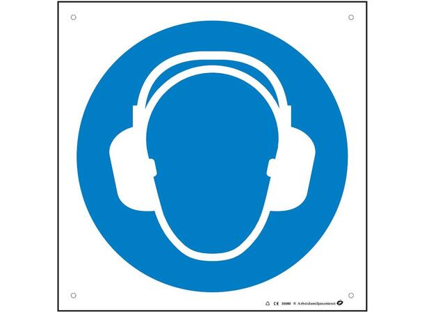 Hørselvern påbudt 200 x 200 mm - Aluminium 