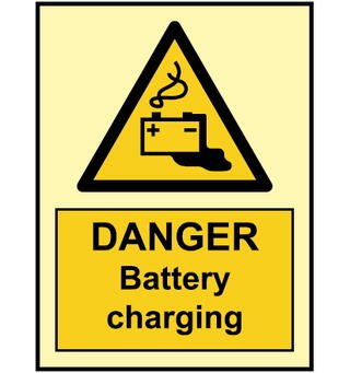 Danger Battery charging 150 x 200 mm - PET