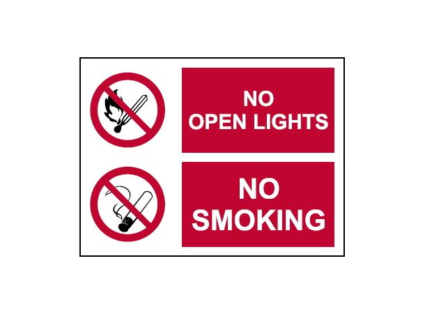 No open lights No smoking 400 x 300 mm - VS