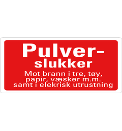 Pulverslukker tilleggsskilt 200 x 100 mm - A