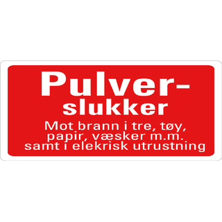 Pulverslukker tilleggsskilt 200 x 100 mm - A