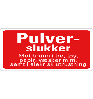 Pulverslukker tilleggsskilt 200 x 100 mm - Aluminium